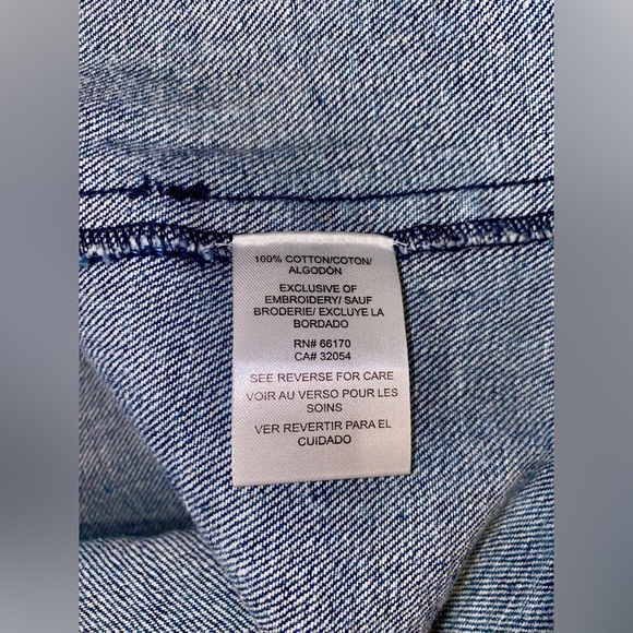 Anthropologie Dhruv Kapoor Embroidered Hearts Denim Short Sleeve Mini Dress - Picture 11 of 11